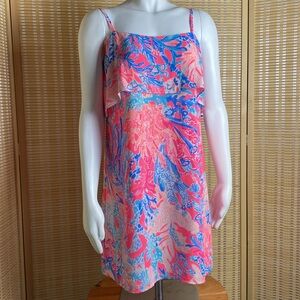 🔶Lilly Pulitzer Lexi Slip Dress, Light Pascha Pink, Aquadesiac Pattern Size S